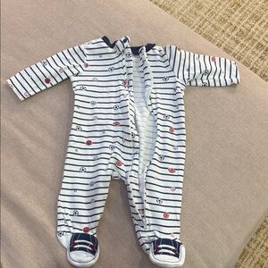 Little Me Striped Navy and White Baby One Piece